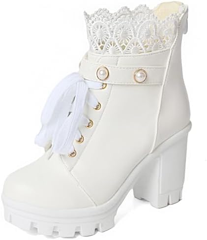 Amazon.com | LUXMAX Women Black Lace Up Ankle Boots with Bow